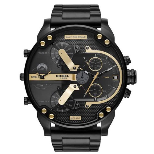 Diesel DZ7435 Mr. Daddy 2.0 Chronograph Men's Watch – Black Dial & Black Stainless Steel Strap