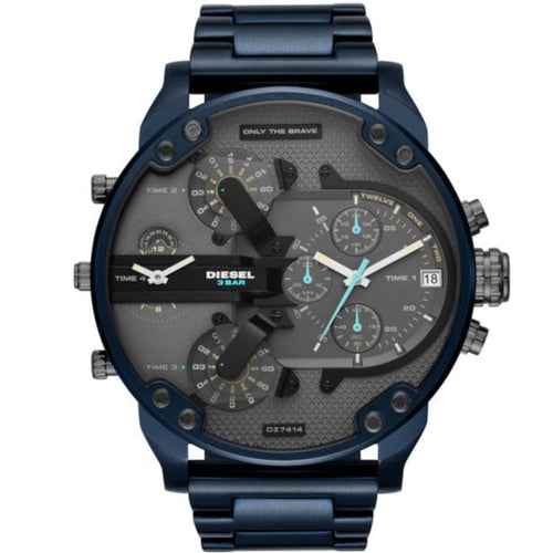 Diesel DZ7414 Daddy 2.0 Chronograph Men's Watch – Grey Dial & Blue Stainless Steel Strap