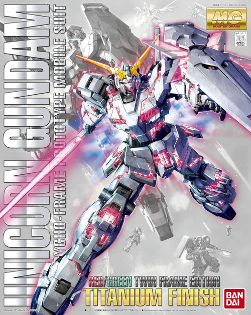 1/100 MG RX-0 Unicorn Gundam (Red or Green Frame Twin Frame Edition) Titanium Finish